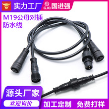 加工M19 防水公母插头线 2 芯 3 芯户外 LED灯具连接线工程对接线