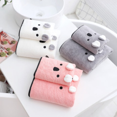 Cute cartoon towel household soft water-absorbent quick-drying coral velvet face towel for washing face and bathing without shedding for men and women thickened