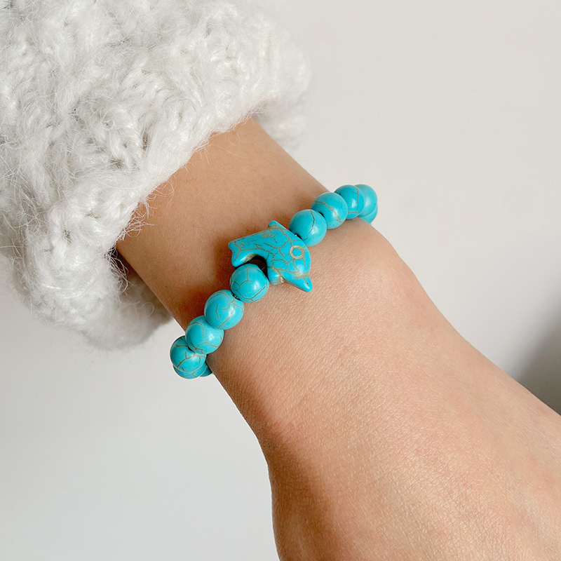 Retro Color Block Dolphin Natural Stone Turquoise Women's Bracelets 1 Piece display picture 2