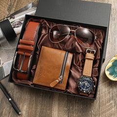 Men's Watch Business Gift Set Festival Birthday Gift Wallet Belt Watch Sunglasses Set 4pcs/set