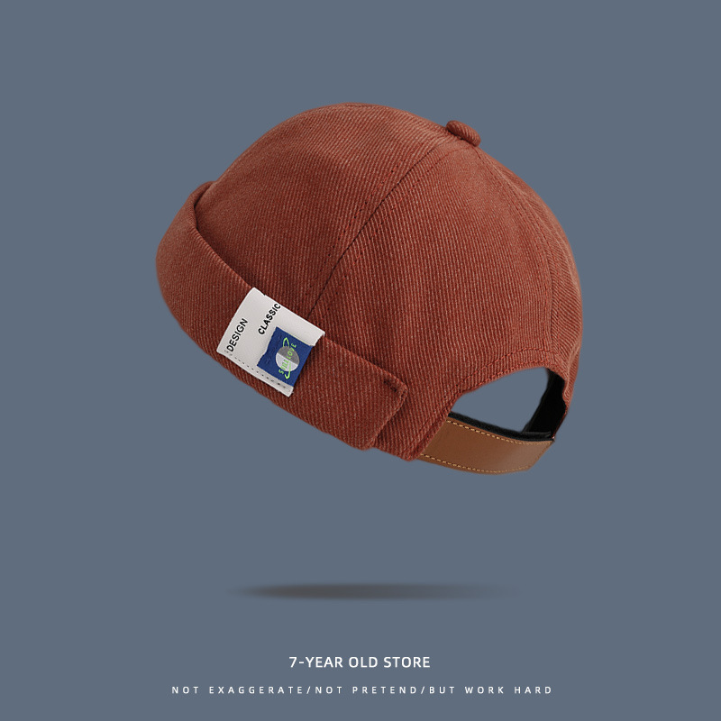 Sombrero de piel de melón sin aleros de hip-hop callejero japonés, estudiante, sombrero de propietario retro callejero, sombrero yuppie de moda coreana, hombre