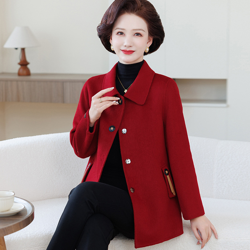 妈妈秋冬装羊毛呢加厚保暖外套2025新款中老年女装气质减龄上衣，女装毛呢外套，妃慕昵服饰