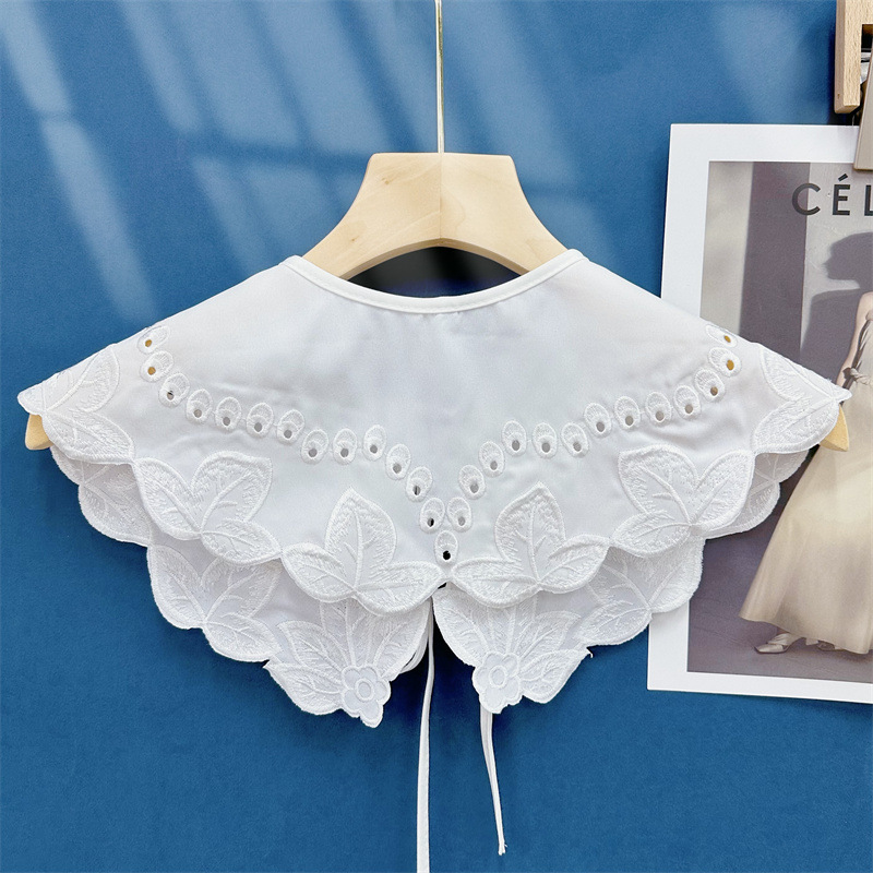 Chal de encaje calado de gasa con cuello bordado versátil de moda japonesa con cuello falso exclusivo transfronterizo