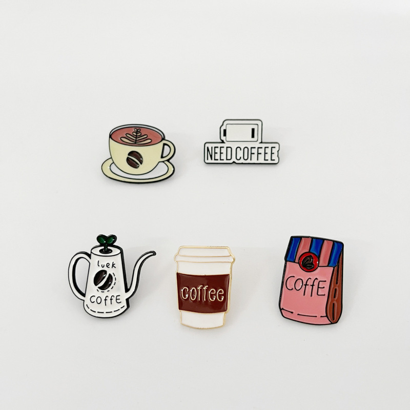 レトロ漫画手作りコーヒー用品シリーズブローチカップコーヒーマシン形状デザインアクセサリーバッジシリーズ|undefined