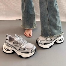 网面透气老爹鞋女2025夏季新款厚底增高薄款轻便百搭休闲运动鞋潮