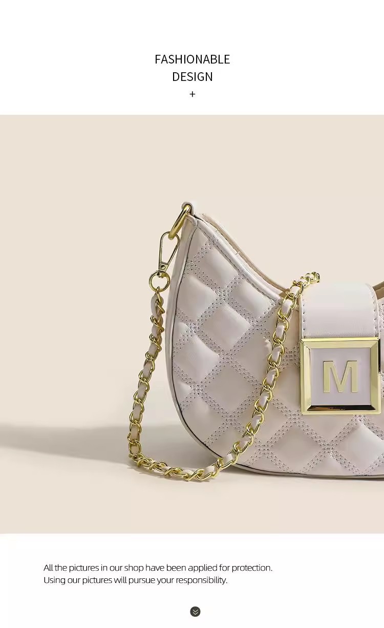 Advanced feeling for women 2023 new fashion Lingge single shoulder underarm bag versatile niche texture chain_voghion.com