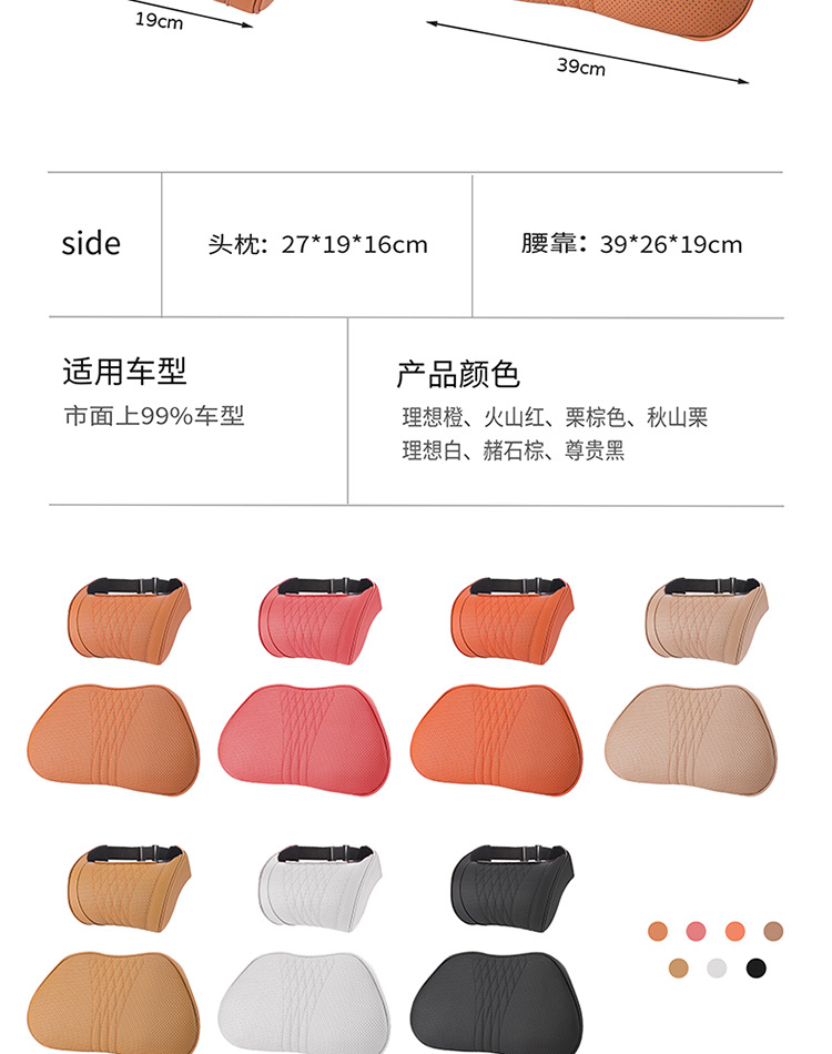 Car Headrest and Lumbar Support Made of Breathable Memory Foam, Neck Pillow with a Premium Feel, Car Seat Lumbar Cushion, Cushioned Headrest