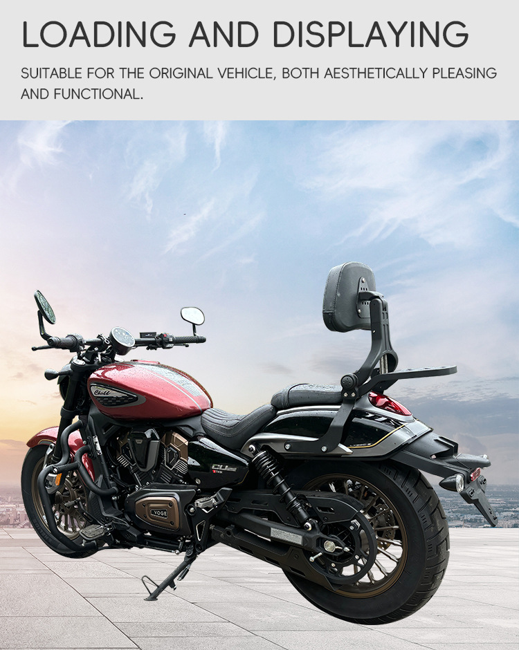 Motorcycle folding backrest for Graystone 250CVT, Flash 250V/300, and Wuxi CU625; foldable rack modification parts