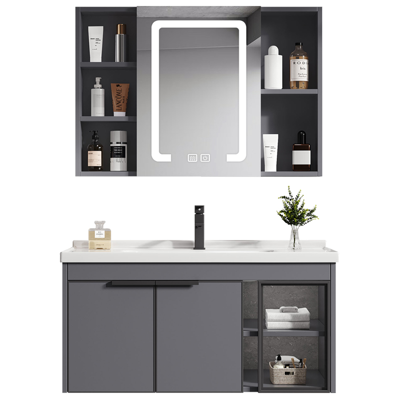Simple moderno baño gabinete combinación baño lavabo espacio aluminio lavado lavabo cerámica Mesa inteligente espejo gabinete