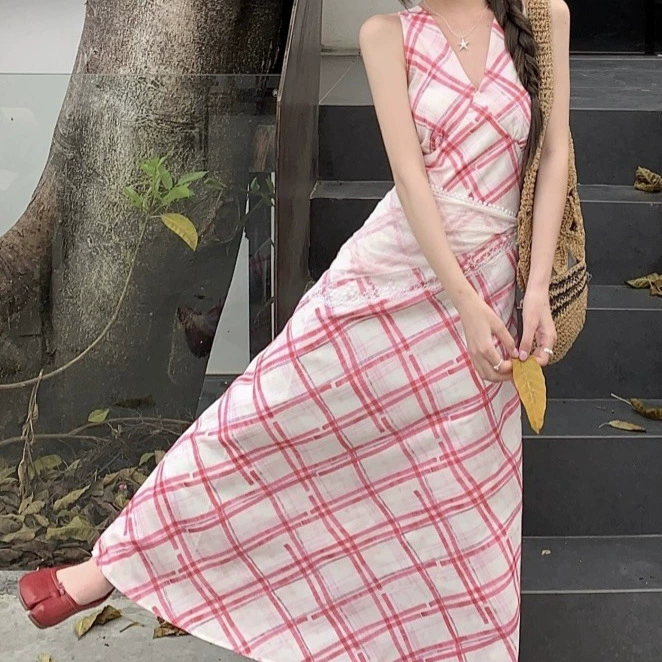 Американское ретро клетчатое платье в клетку