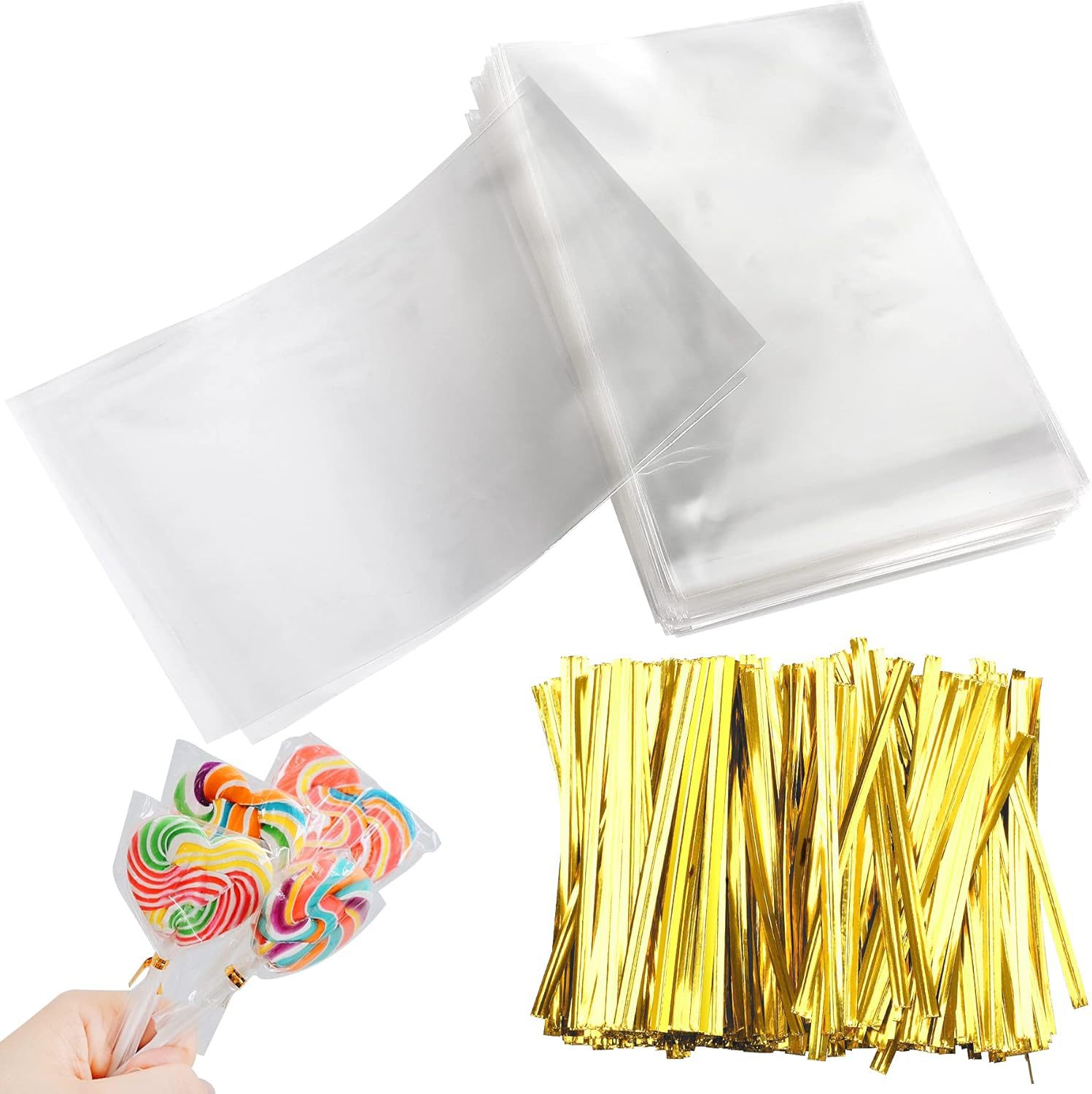Lotes transparentes de bolsas de vidrio cóncavas insertadas en bolsas de plástico de bolsillo plano de pan dulces palomitas de maíz