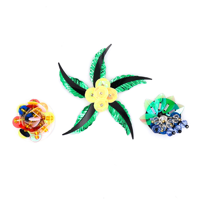 商家现货新款批发绿叶色彩花朵配件水钻鞋帽发饰简约大气服装辅料