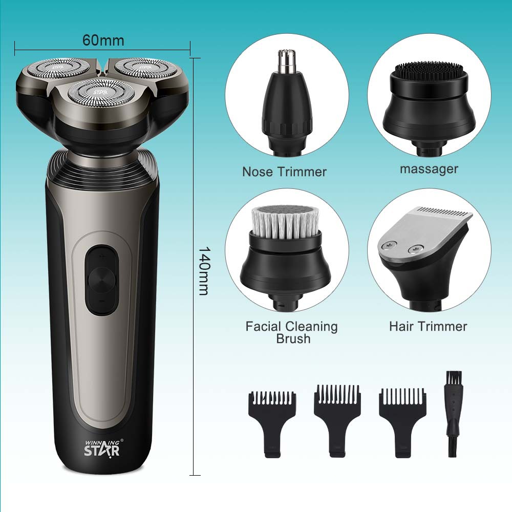 Afeitadora eléctrica cinco en uno multifuncional de afeitar impermeable nariz pelo patillas trimmer portátil recargable barba cuchillo