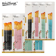 批发跨境3支油画笔6支水粉水彩画笔套装尼龙笔刷数字勾线笔扇形笔