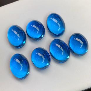 Natural Swiss Blue Topaz Bare Stone Face Plain Face Egg Face Cut Full Net Large Carat Ellipse Pendant Necklace Inlay
