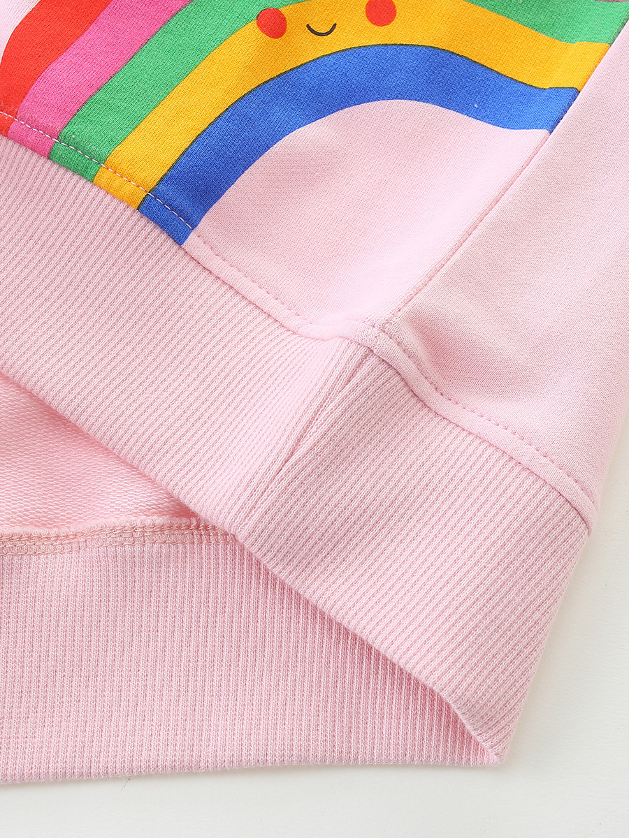26 nuevo otoño niñas camisetas de estilo europeo y americano camisetas infantiles de algodón de punto impresión arco iris camisetas infantiles