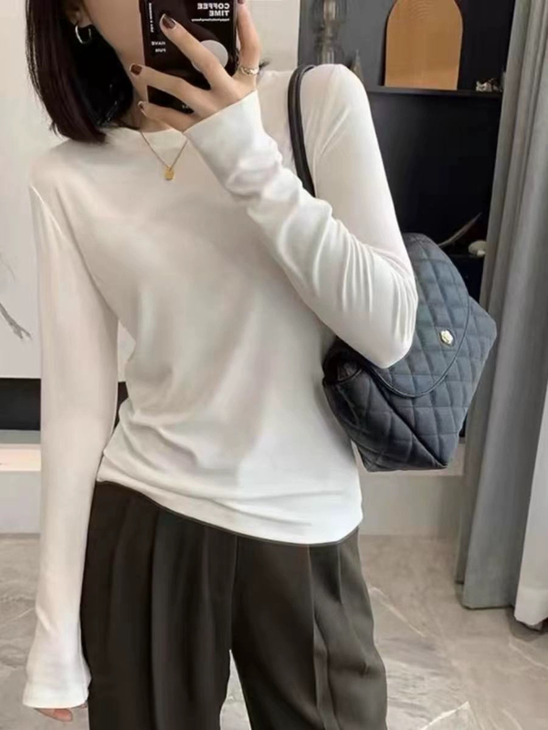 Two Boxes of Gold Label Water-Soluble Fine Wool Base Shirts, Versatile Spring and Summer Long-Sleeved Round Neck Inner Tops, Trendy