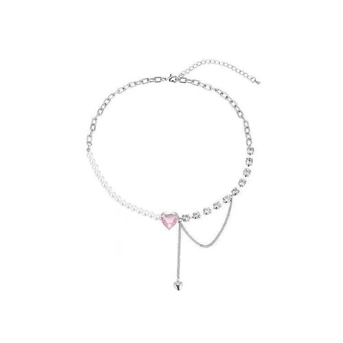 Ins style pearl necklace women's light luxury niche design high-end clavicle chain tassel love pendant jewelry wholesale