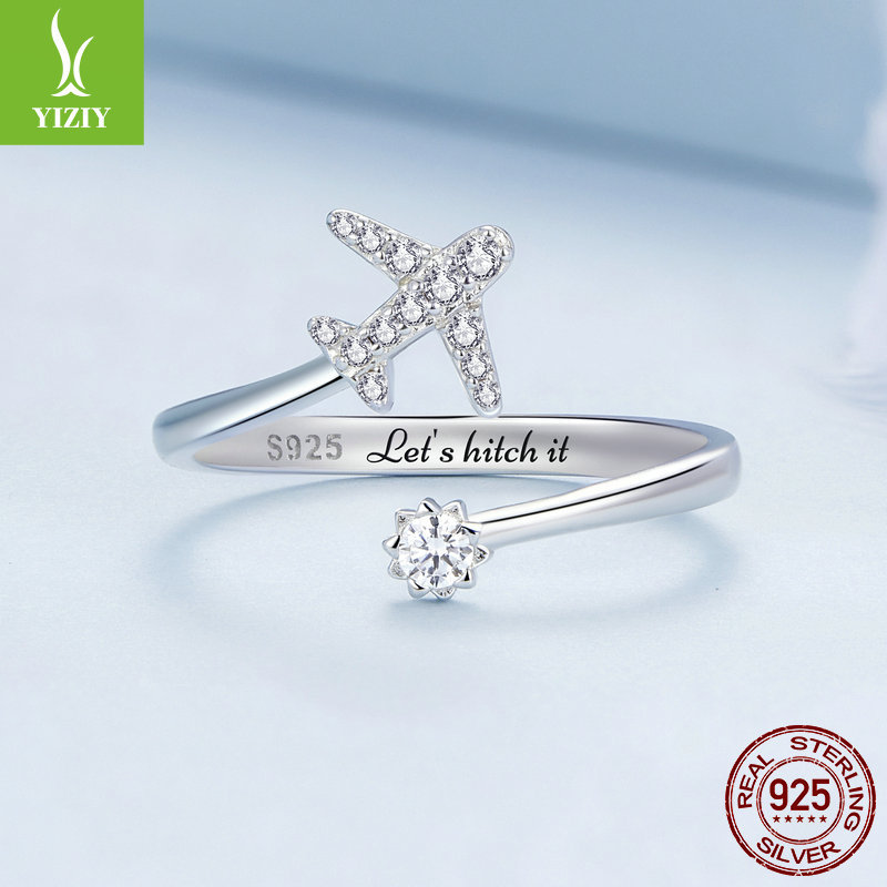 Yinzi Yun New 925 Silver Aircraft Opening Ring Personalized Light Luxury Engraving Couple Gift Ring Bracelet Yinzi Yun New 925 Silver Aircraft Opening Ring Personalized Light Luxury Engraving Couple Gift Ring Bracelet