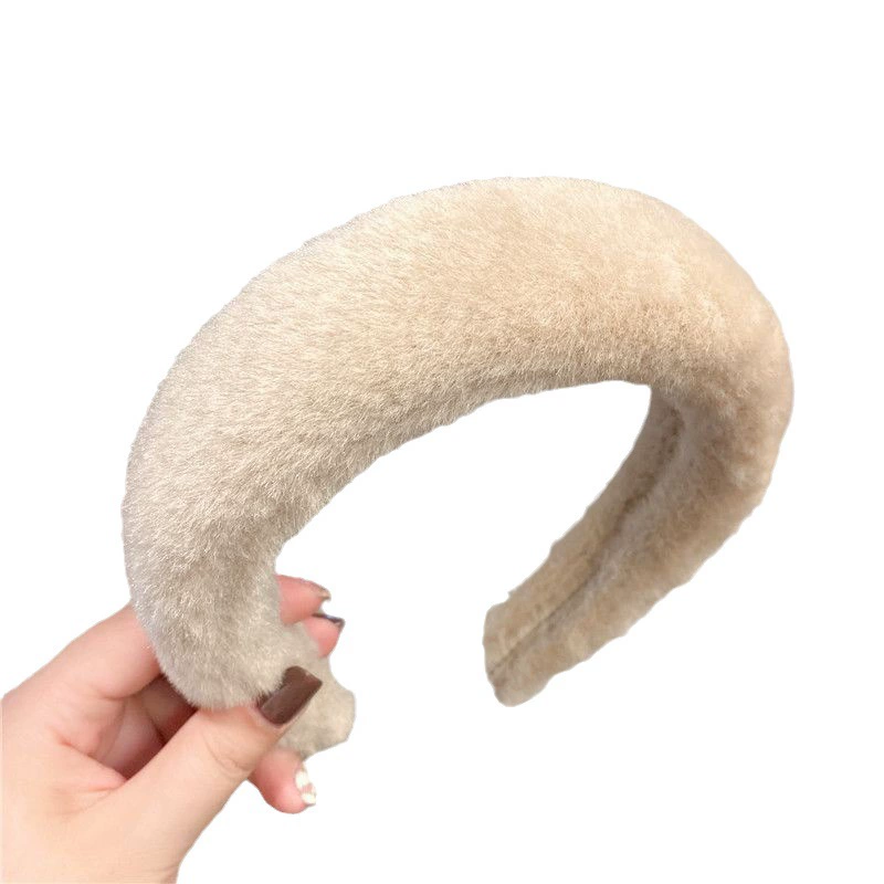 Demi-season plush sponge headband, universal hair accessory, simple and elegant design