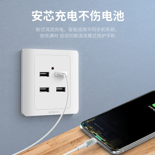 Two-position and four-position USB socket panel Type 86 exposed and concealed wall switch socket 220V36V to 5V power supply