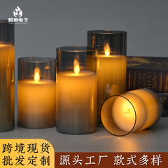 电子蜡烛玻璃罩装饰灯生日派对剧本杀ins风摇摆蜡烛LED仿真小夜灯