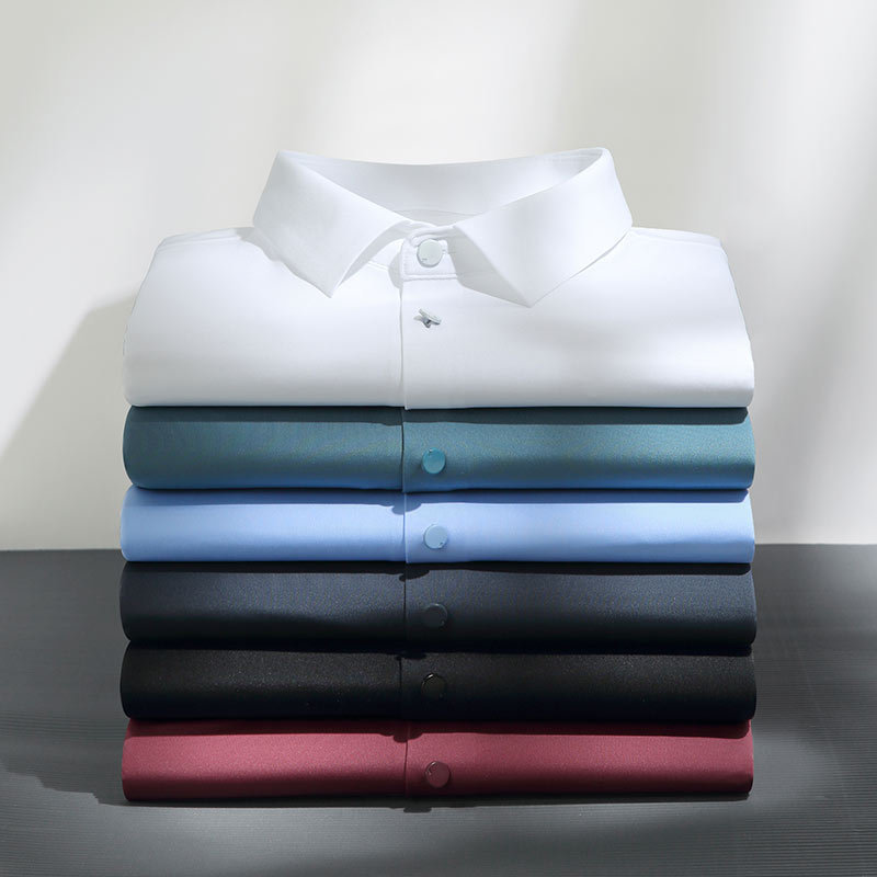 [Traceless] Men's Business Shirt Four-sided Elastic Laser Cutting Technology Casual Long-sleeved Shirt Men