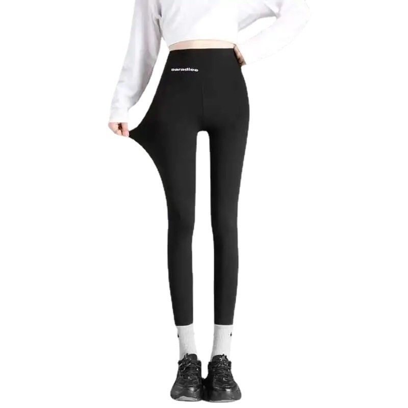 Spring and summer shark skin leggings for female outerwear wearing thin high waisted tight fitting belly tightening and hip lifting yoga black cycling pants wholesale