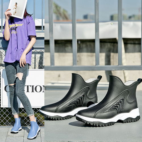 Cross-border women's new rain boots low-top ins sports style waterproof work kitchen water shoes lightweight overshoes wholesale