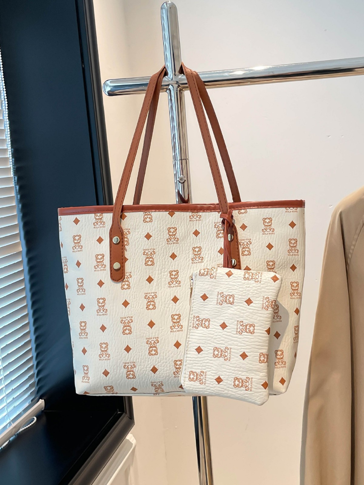 Bolsa de impresión retro para mujeres 2026 nuevo bolso de hombro de gran capacidad de moda de dos piezas bolso de viaje image 3
