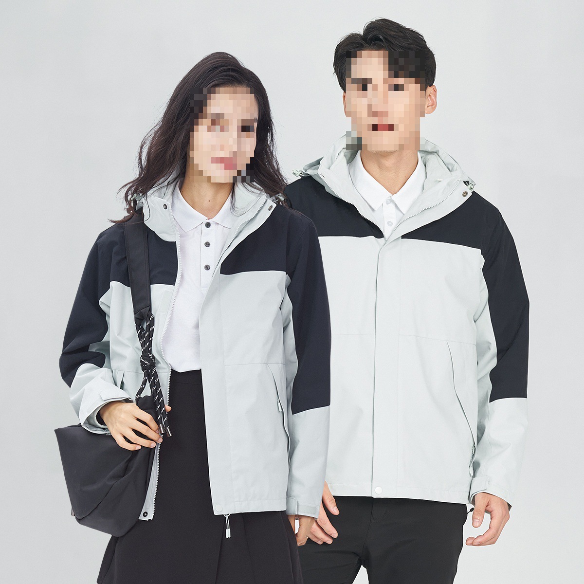 Pareja de protección de tres en uno para hombres otoño y invierno nuevos productos de moda encapuchados en línea rojo con el mismo traje de asalto masculino