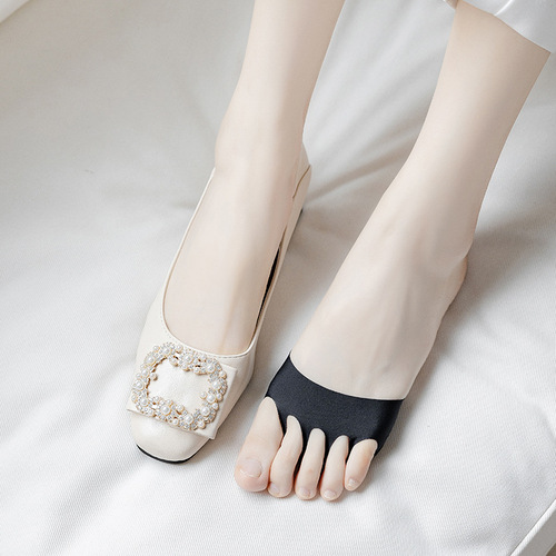 Five-finger and half-palm socks set for women's forefoot pads, ice silk invisible socks, high heels, anti-pain, anti-slip, anti-wear foot artifact insoles