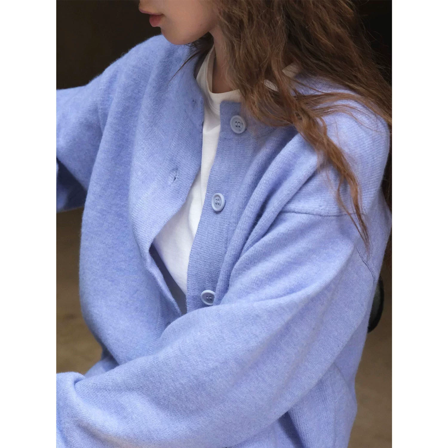 Lu Fu осенний и зимний новый корейский ленивый с круглым вырезом шерстяной вязаный кардиган нежный мягкий клейкий толстый теплый топ женский