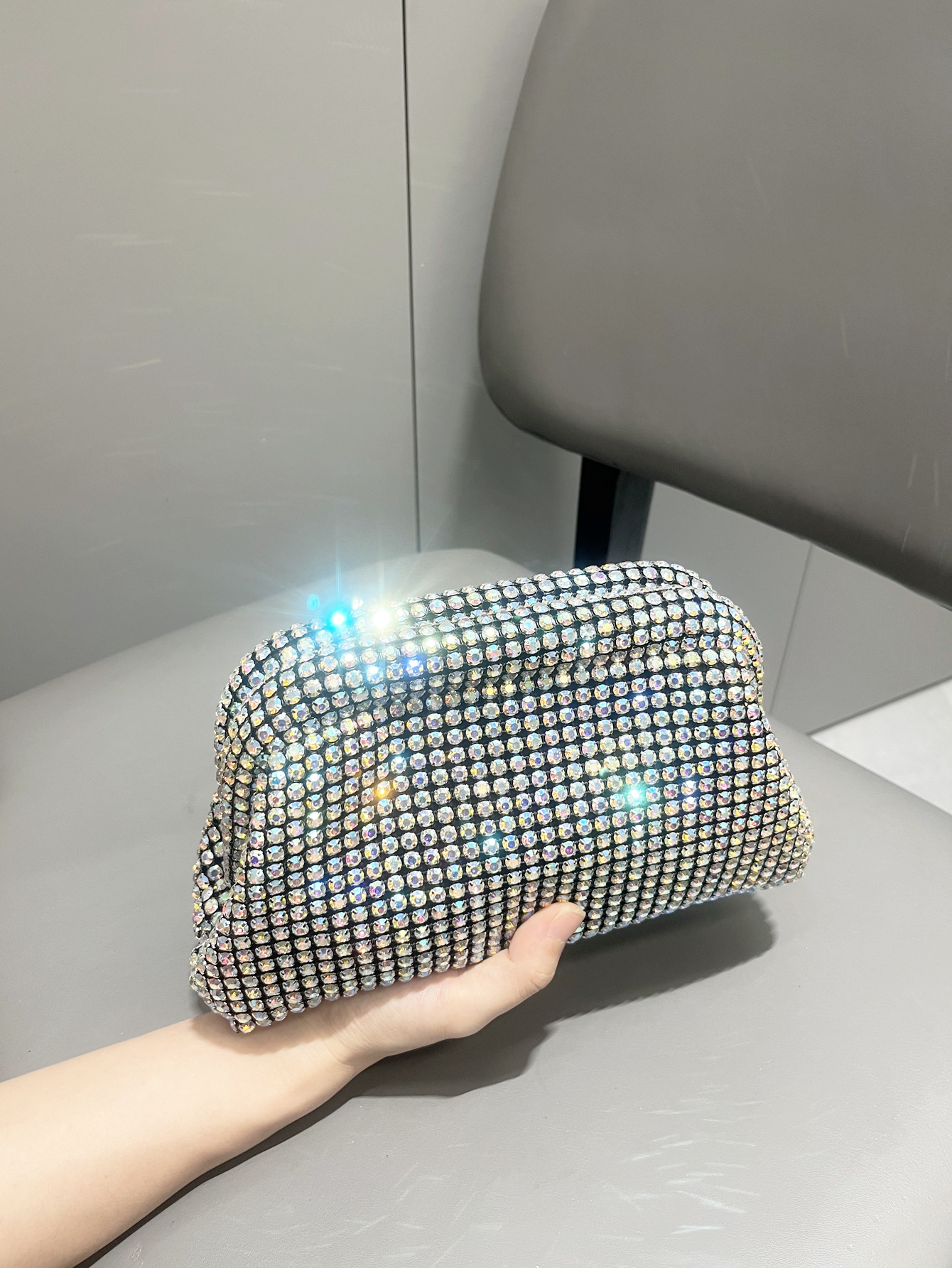 Women's Gender Silver Black Gold Rhinestone Solid Color Square Evening Bags
