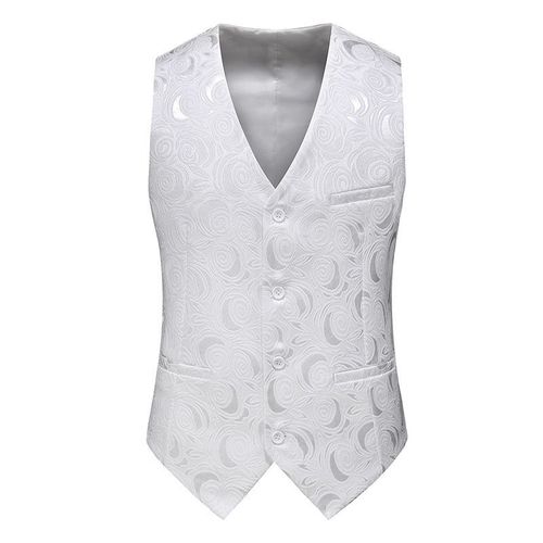 Spring and Autumn Men's Slim-Fit Fashionable Waistcoat, Black Jacquard Trendy Brand Vest, Casual Suit-Style Vests for Men