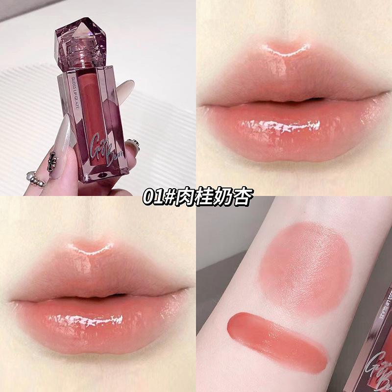 Gege bear cristal de diamante de agua esmalte labial brillante color duradero sin decoloración sin taza pura invierno otoño lápiz labial cosméticos
