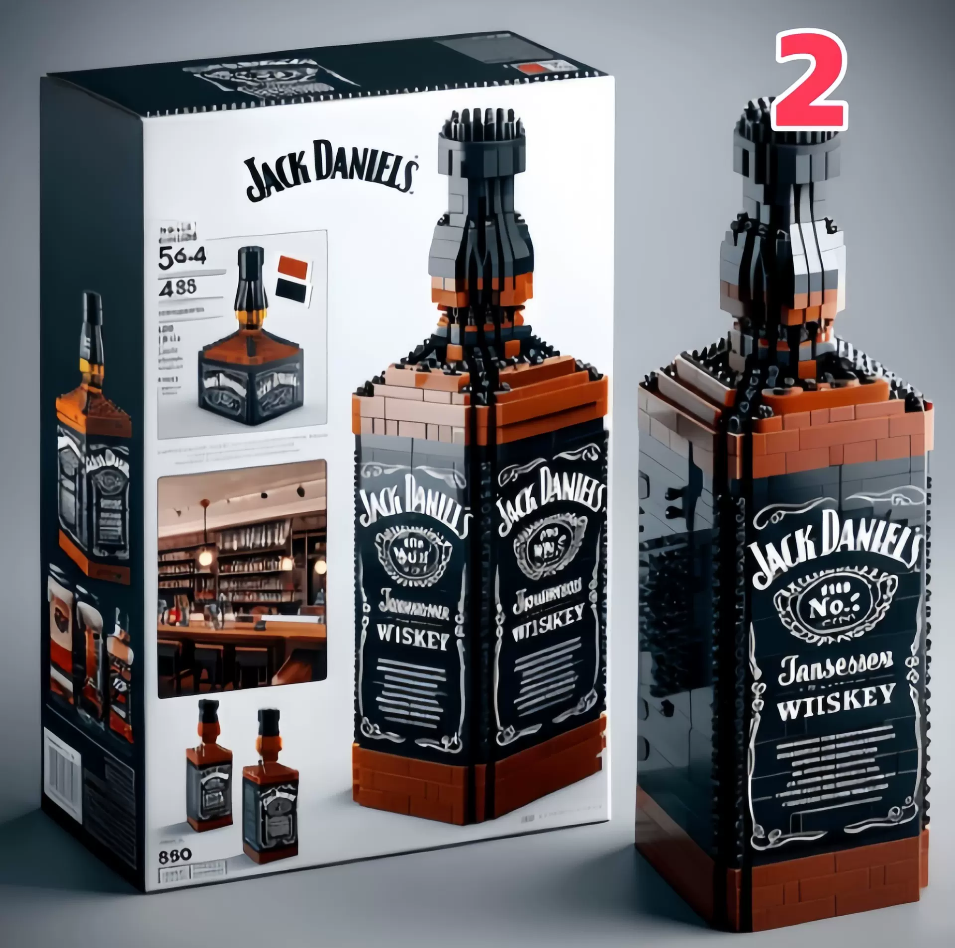 定制跨境积木威士忌酒樽高级洋酒瓶子桌面摆件套装酒文化创意积木