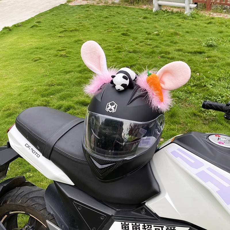 Light Pink Carrot Rabbit Helmet Decoration Motorcycle Helmet Accessories
