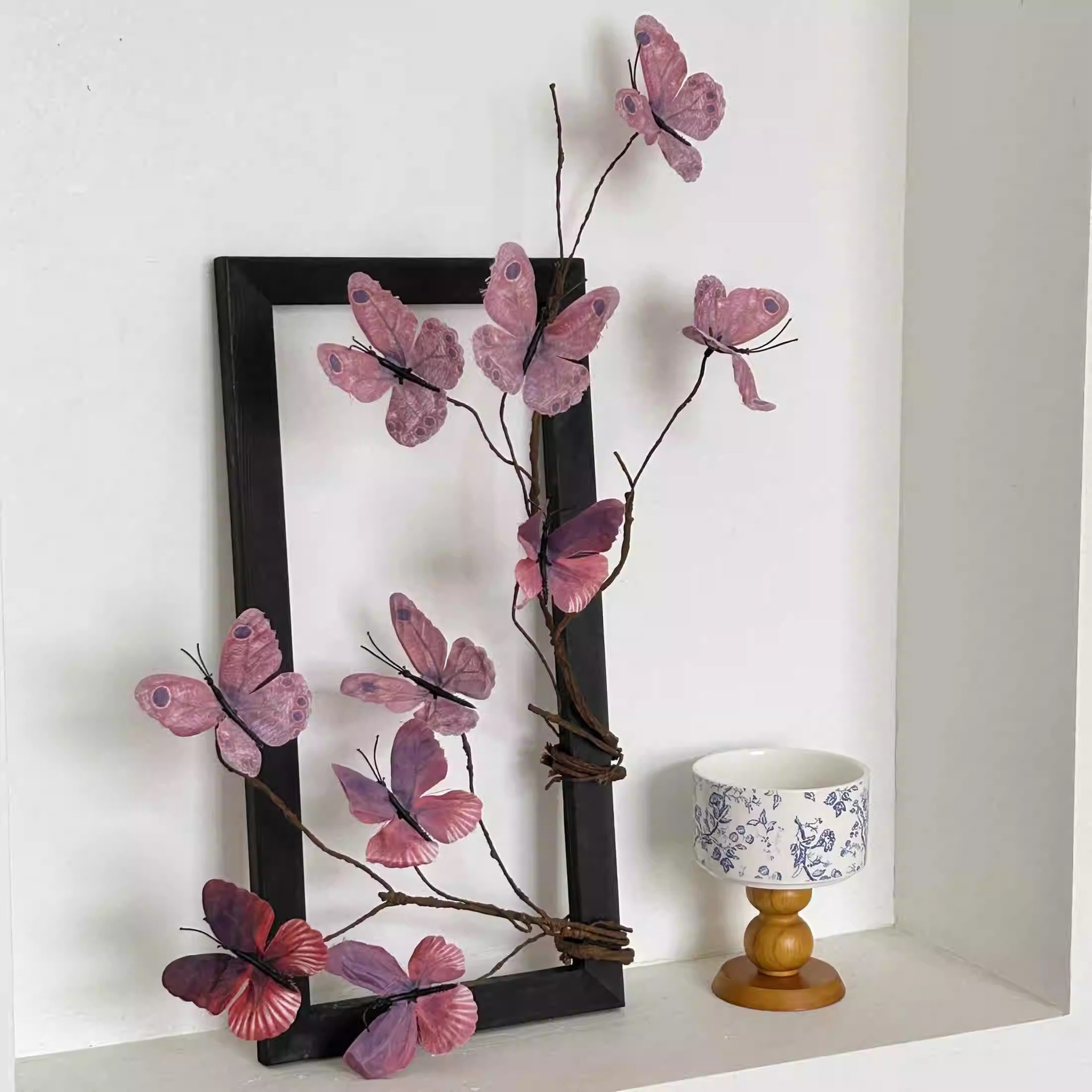 Nuevo estilo chino ramita muerta flor de mariposa decoración de flores falsas sala de estar decoración de escritorio arreglo floral casa de familia cafetería accesorios de decoración suave