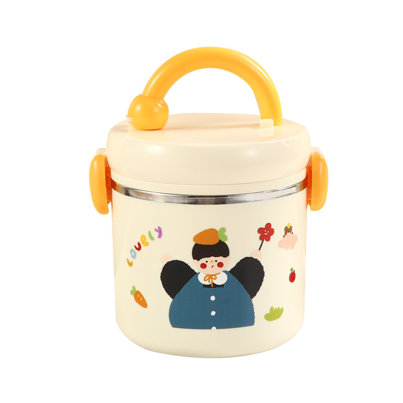 Niños y niñas barril de aislamiento térmico multifuncional 304 de acero inoxidable para estudiantes de oficina de gran capacidad barril de bento 1200ML