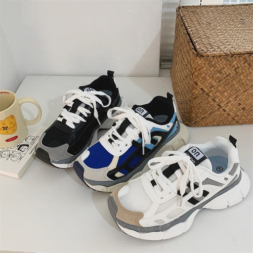  Autumn breathable Korean style versatile dad shoes for women Korean style casual thick-soled sneakers student Hong Kong style women's shoes