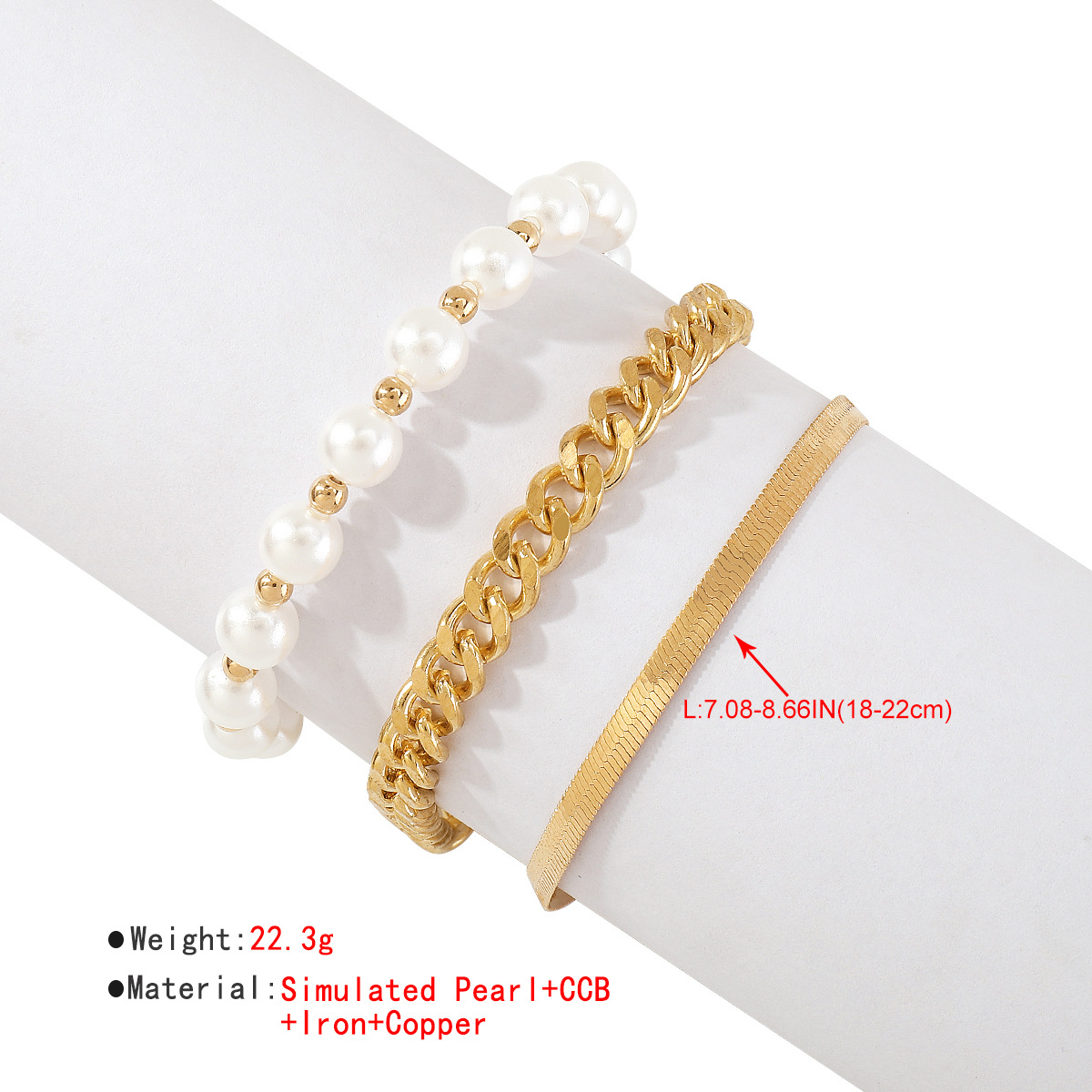 Fashion Geometric Copper Bracelets Plating Pearl Copper Bracelets
