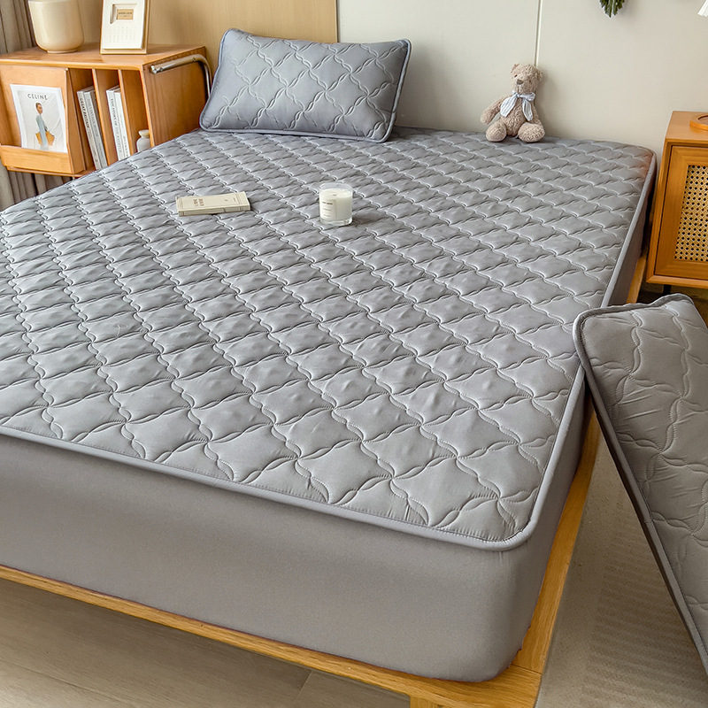 Nuevo tipo de cama cubierta de protección de colchón cuatro estaciones de algodón intercalado engrosado universal todo incluido no desplazamiento cubierta de sopa