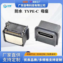 TYPE-C 16PIN 垫高母座 垫高1.6/5.4 CH=3.18/6.96 四脚插板 卧式