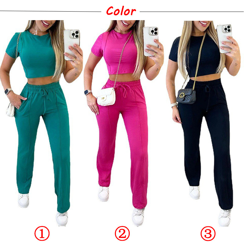 Women's Casual Simple Style Solid Color Polyester Pocket Pants Sets display picture 1