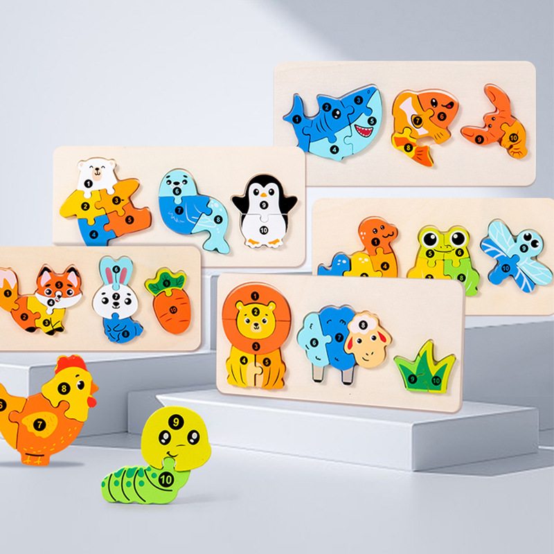 CE CPC infantil juguetes de puzzle cadena alimentaria puzzle bloques de madera tridimensional juguetes de educación temprana