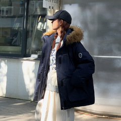 工装派克羽绒棉服女2025冬季新款加厚美式高级情侣大毛领棉衣外套