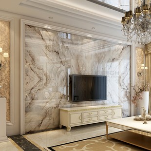 French European Living Room Rock Board TV Background Wall Roman Column Border Tile Microlite Imitation Marble Wall Panel