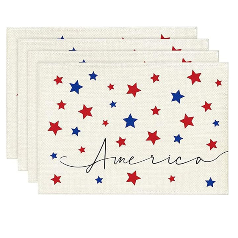 Transfronterizos lino almohadilla de mesa Aliexpress TEMU Amazon almohadilla de mesa cuadrada búfalo rojo almohadilla de Navidad Día de la Independencia