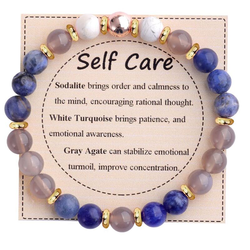 Cross-Border Amazon Aliexpress Inspirational Holiday Gift Balance Protection Elastic Stacking Natural Stone Crystal Women's Bracelet